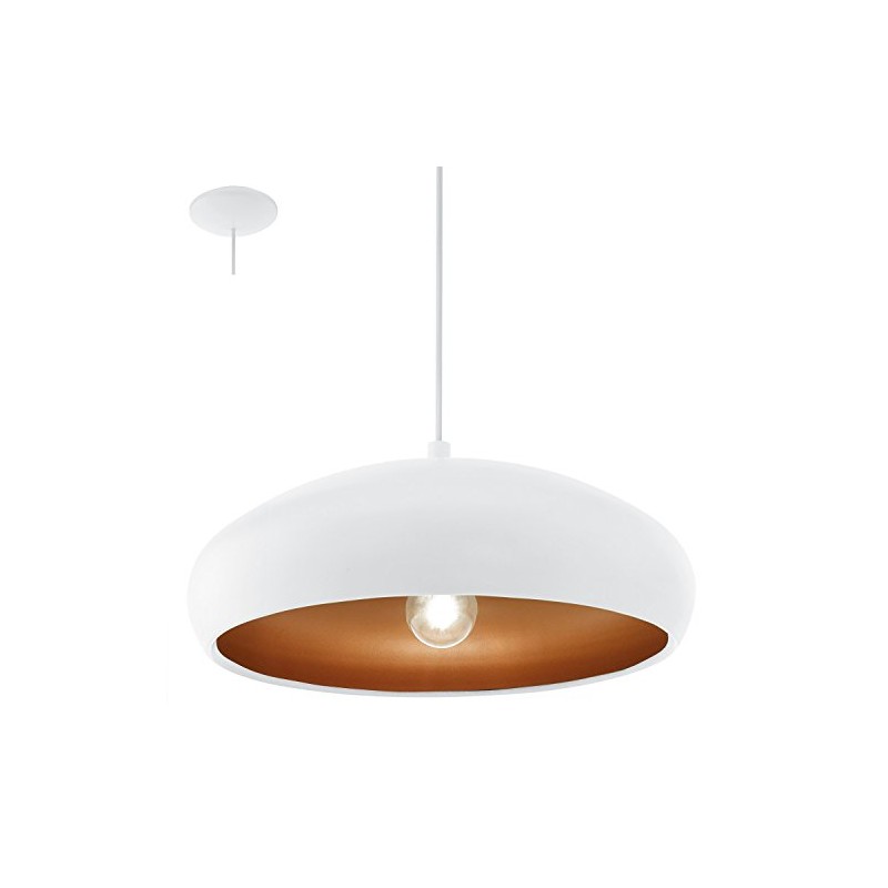 Colgante 1 luz Mogano 1 blanco interior cobre Eglo